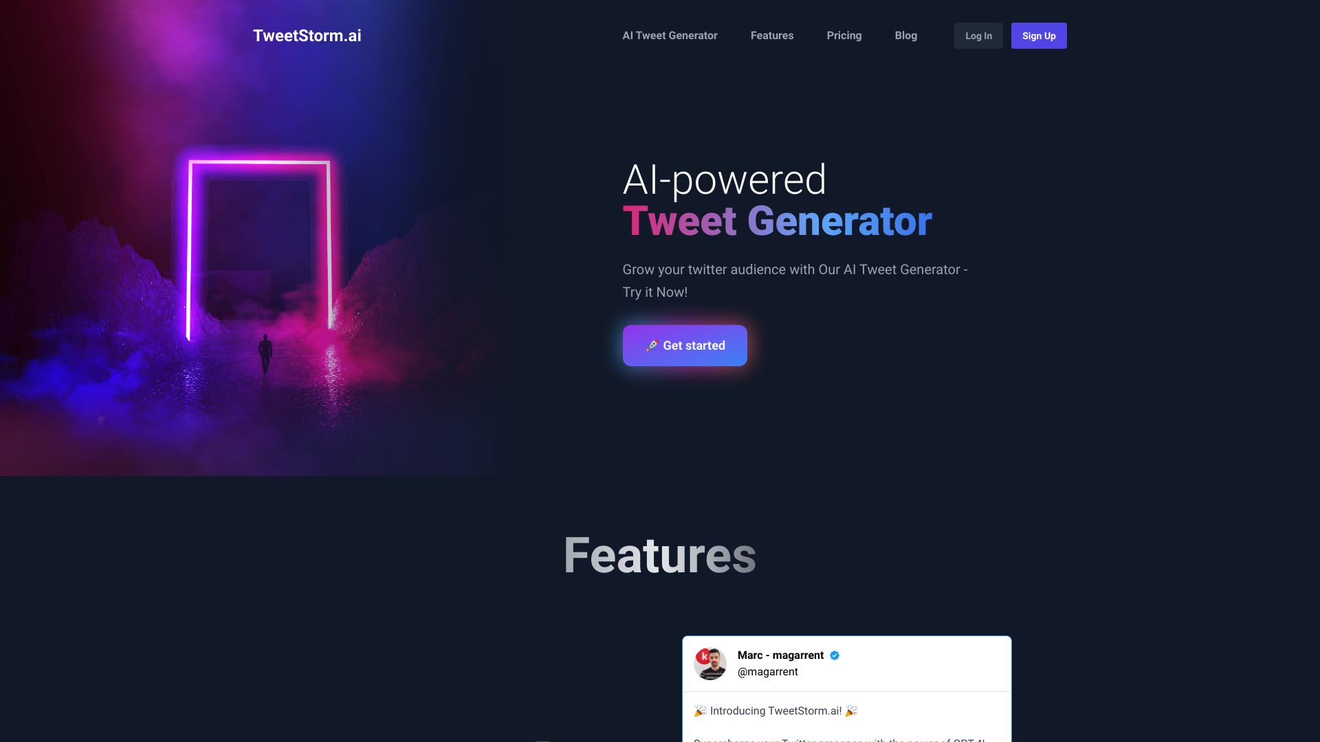TweetStorm.ai - AI-powered tool to generate engaging tweets and improve Twitter engagement. homepage screenshot