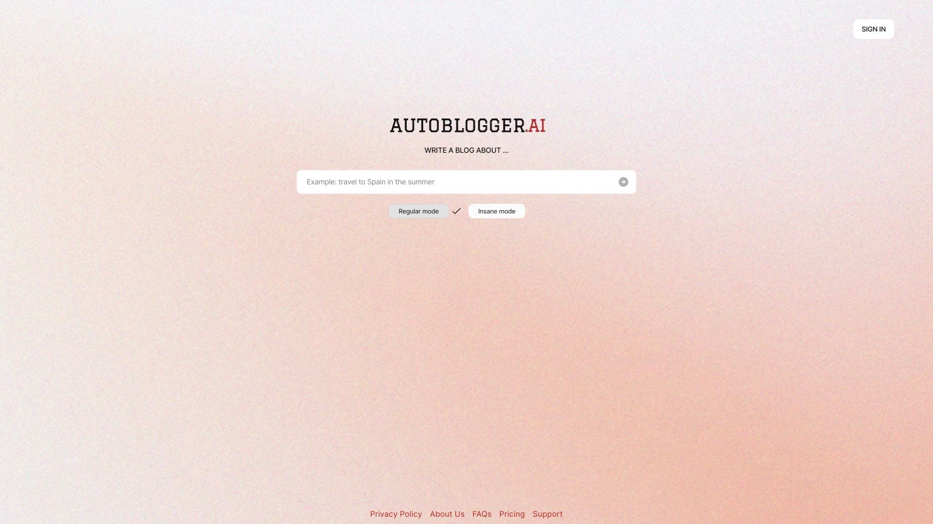 autoblogger.ai - AI tool for generating blog content from a topic. homepage screenshot