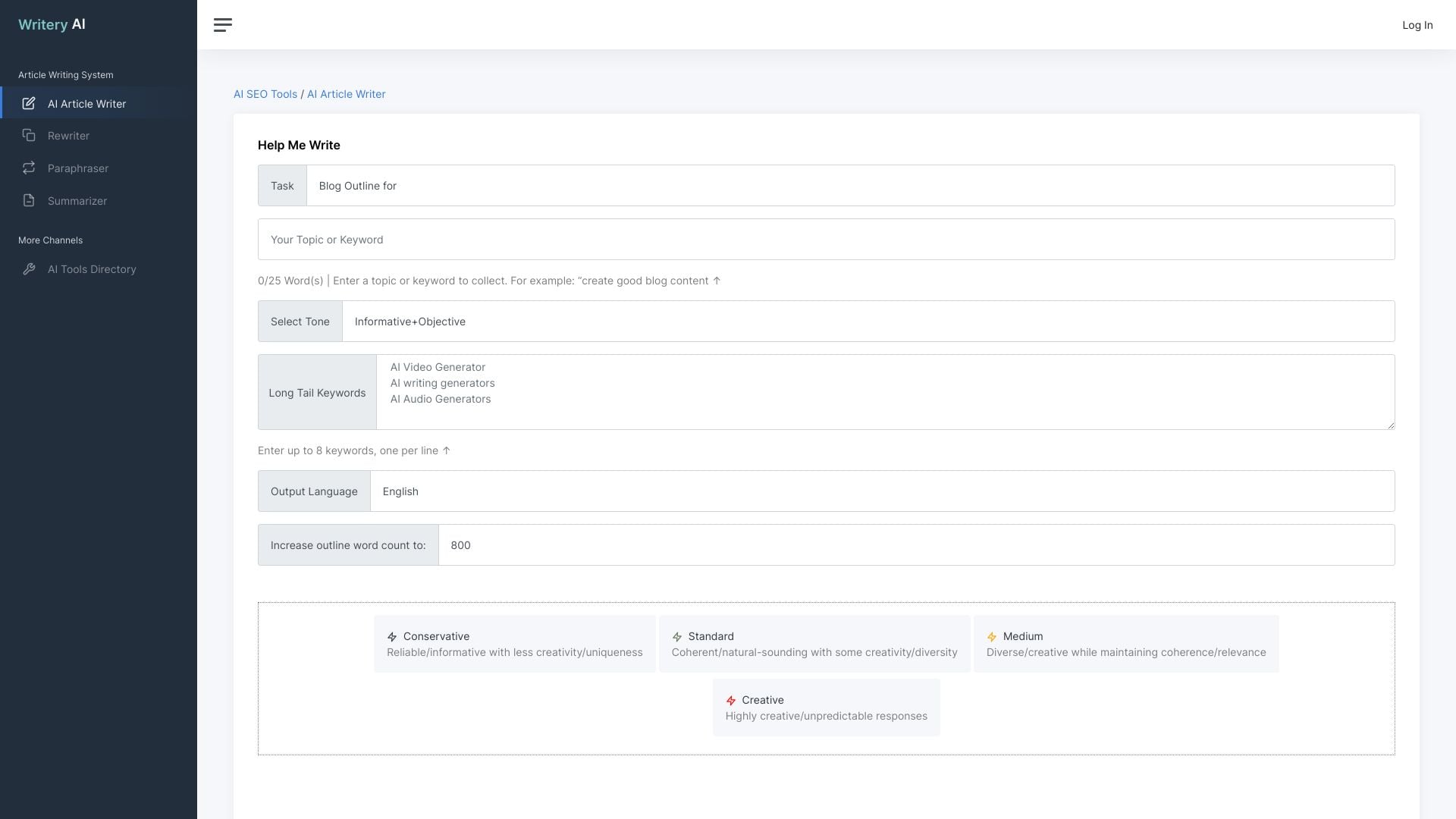 Writery AI: AI writing generator - Free SEO-friendly AI writing generator for high-quality content creation and SEO optimization. homepage screenshot