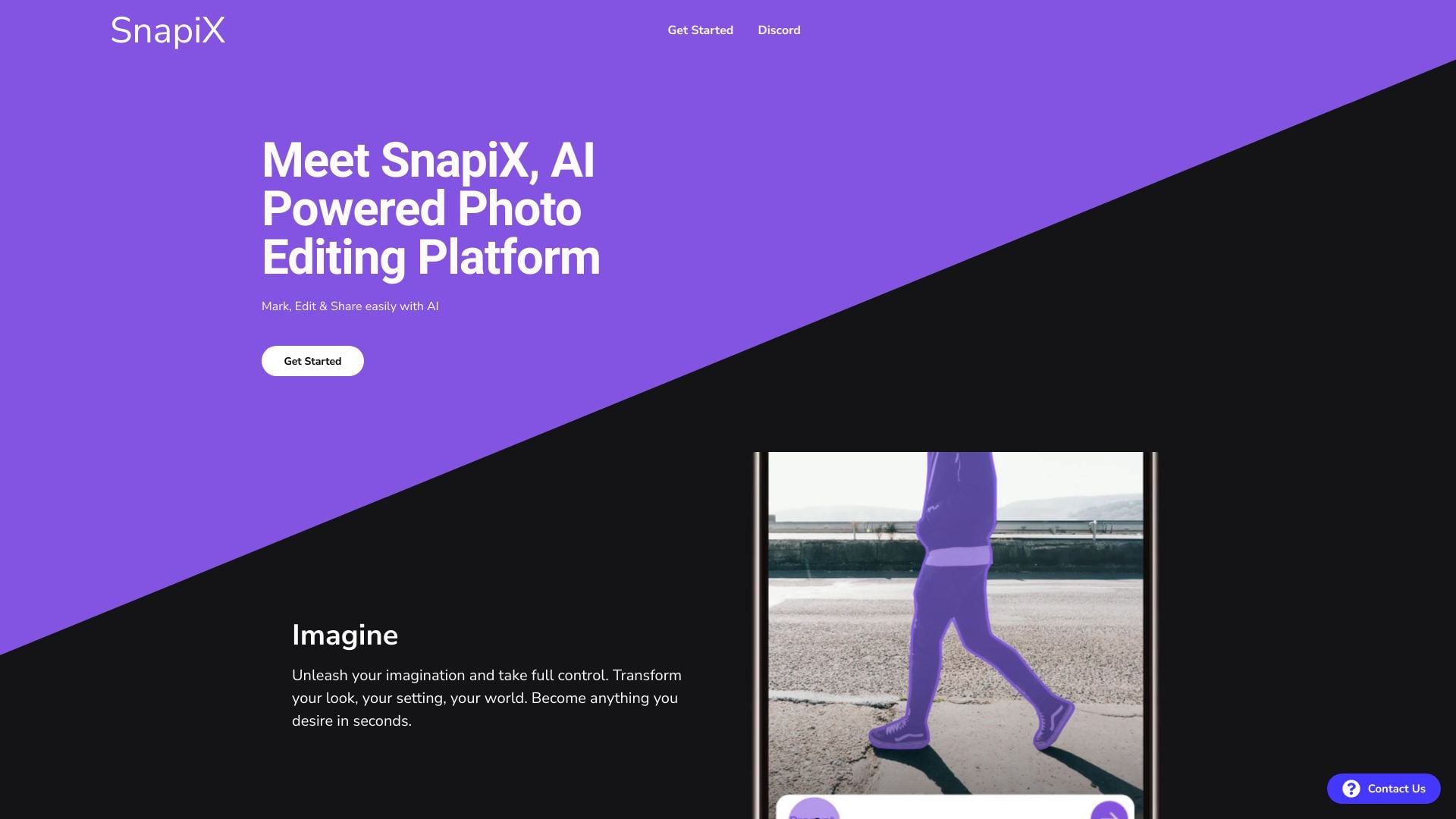 SnapiX - AI-powered photo editing tool for transforming photos and bringing imagination to life. homepage screenshot