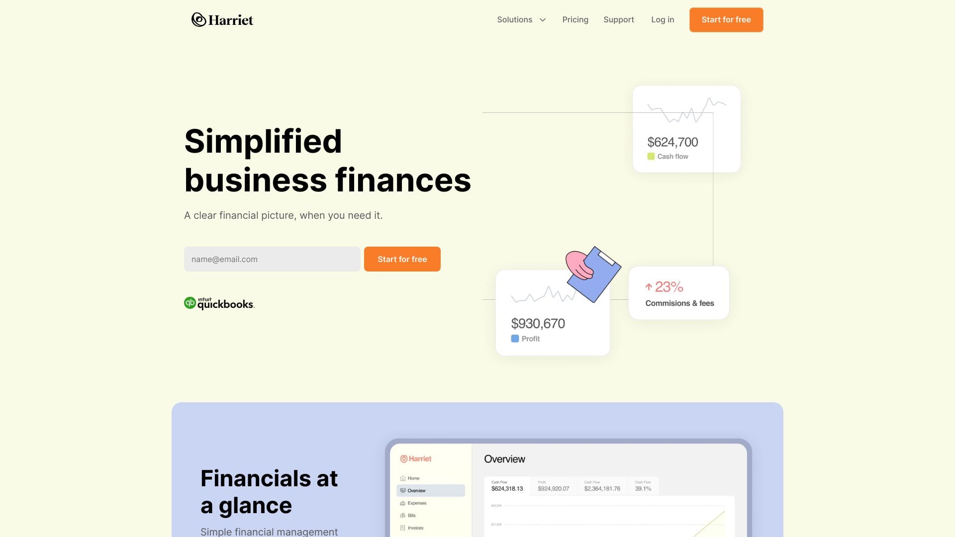 Harriet.ai - Flat-fee bookkeeping service tailored for entrepreneurs to simplify business finances. homepage screenshot