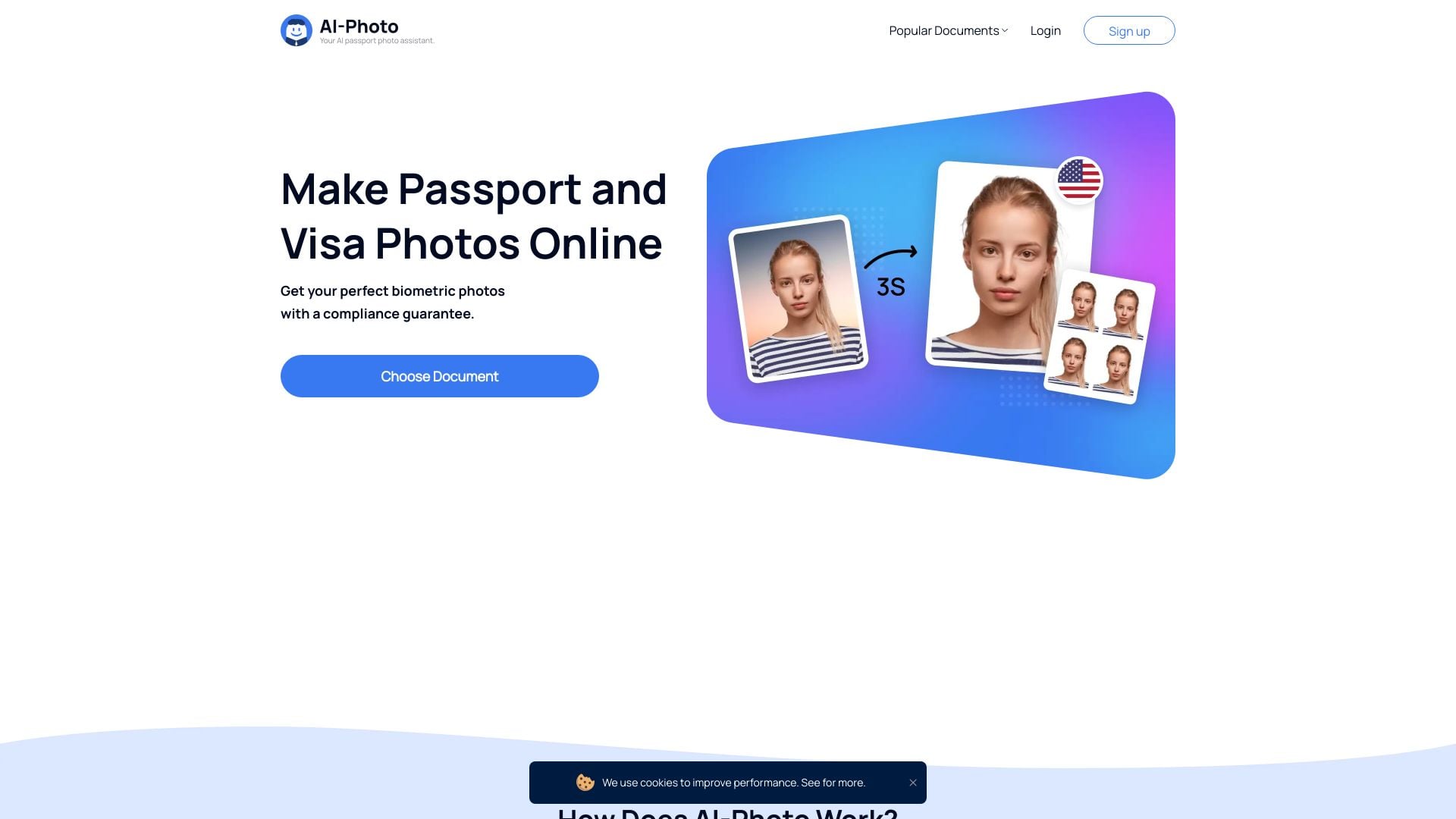 AiPassportPhotos - AI-powered online tool for creating compliant passport and visa photos quickly and easily. homepage screenshot