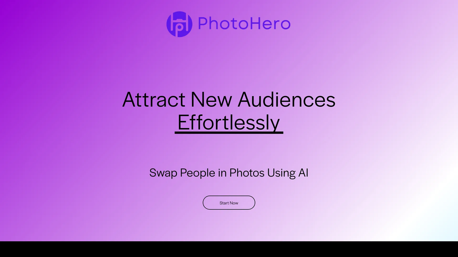 PhotoHero - AI tool for swapping faces, people, and backgrounds in photos and videos. homepage screenshot