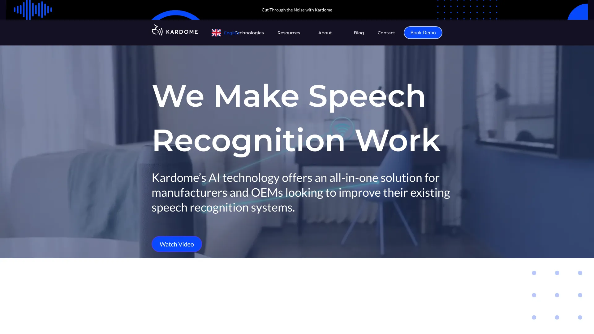 kardome.com - Kardome offers voice user interface technology for clear voice command input in any environment. homepage screenshot