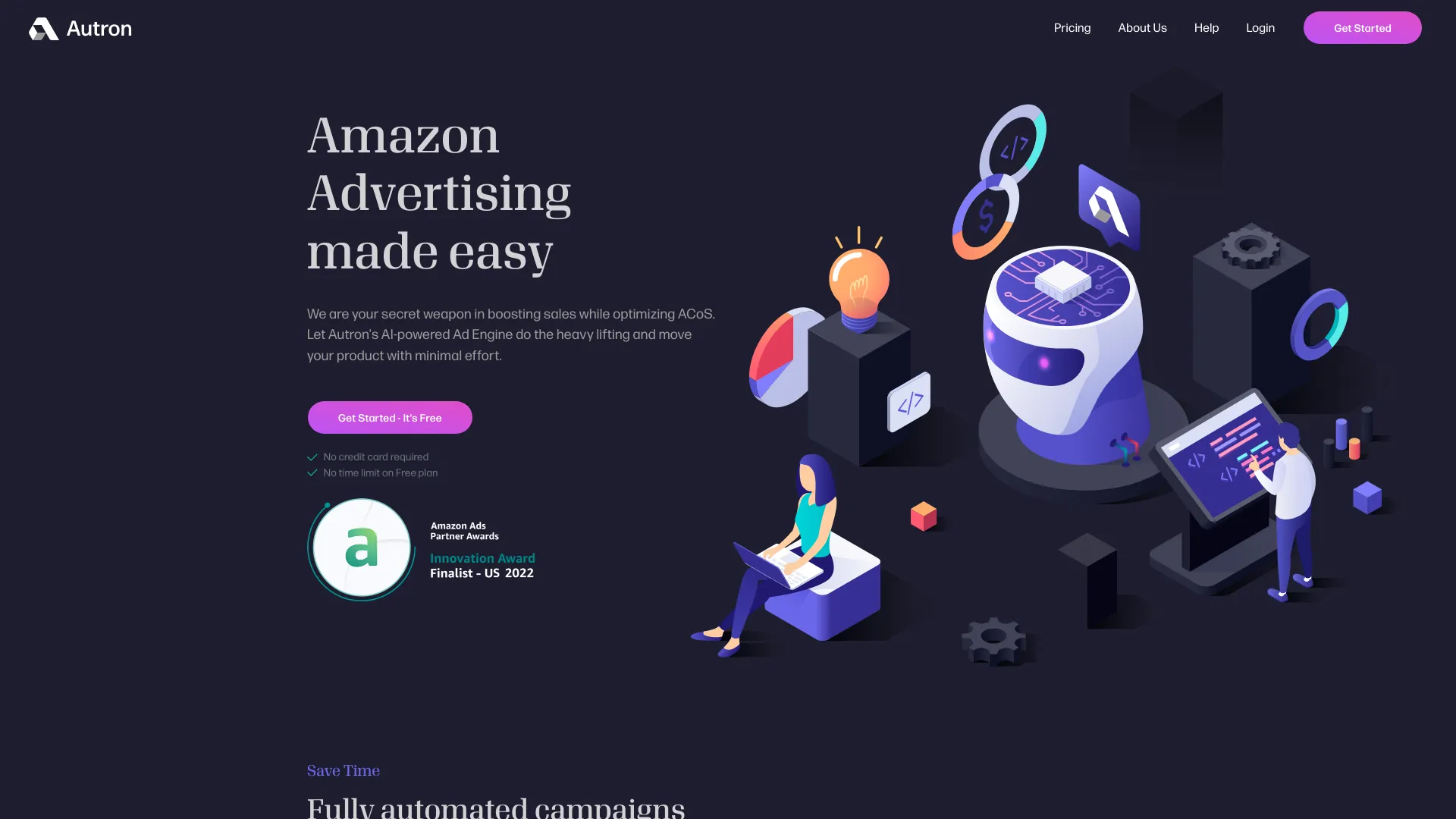 Autron.AI - AI-driven Amazon Ads platform for optimized campaigns and transparent PPC management. homepage screenshot