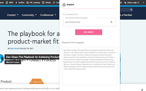 pagepal - PagePal analyzes web pages and answers questions using ChatGPT technology. homepage screenshot