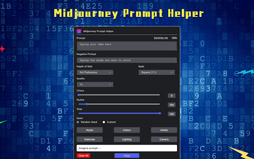 Prompt Tool - Midjourney Prompt Helper - A plugin that generates prompts for Midjourney, improving drawing efficiency and inspiring creativity. homepage screenshot