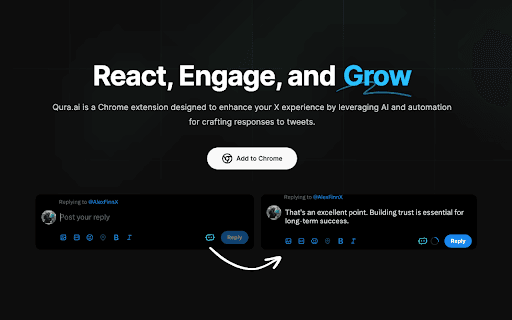 QuraAi - Qura.ai is a Chrome extension that uses AI to help you respond to tweets. homepage screenshot