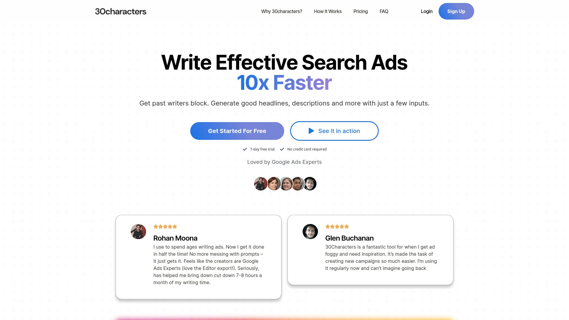 30characters - AI-powered Google Ads copy generator for efficient and effective ad creation. homepage screenshot