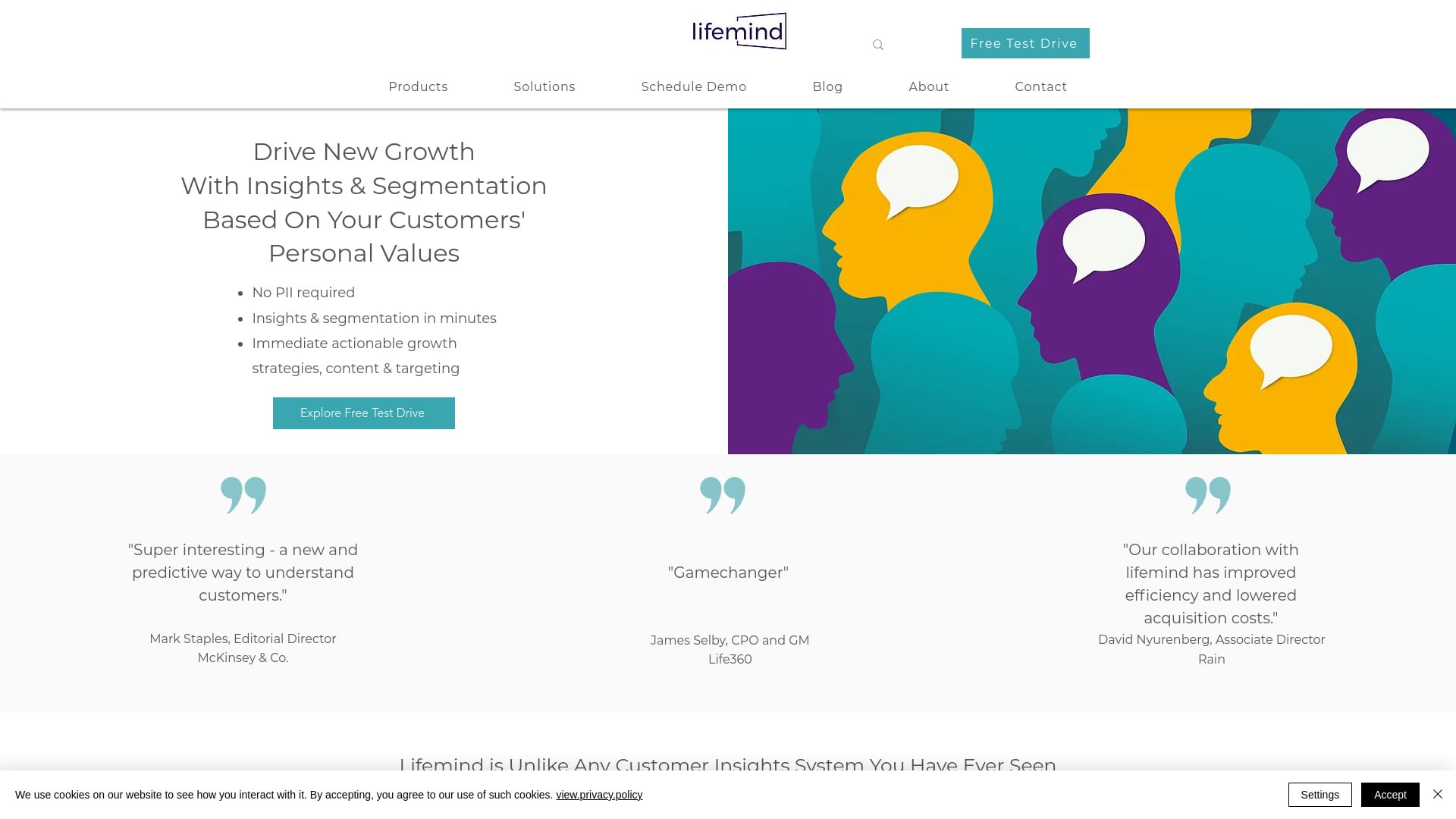 lifemind - Growth Marketing platform using AI to personalize marketing campaigns based on local customer values. homepage screenshot