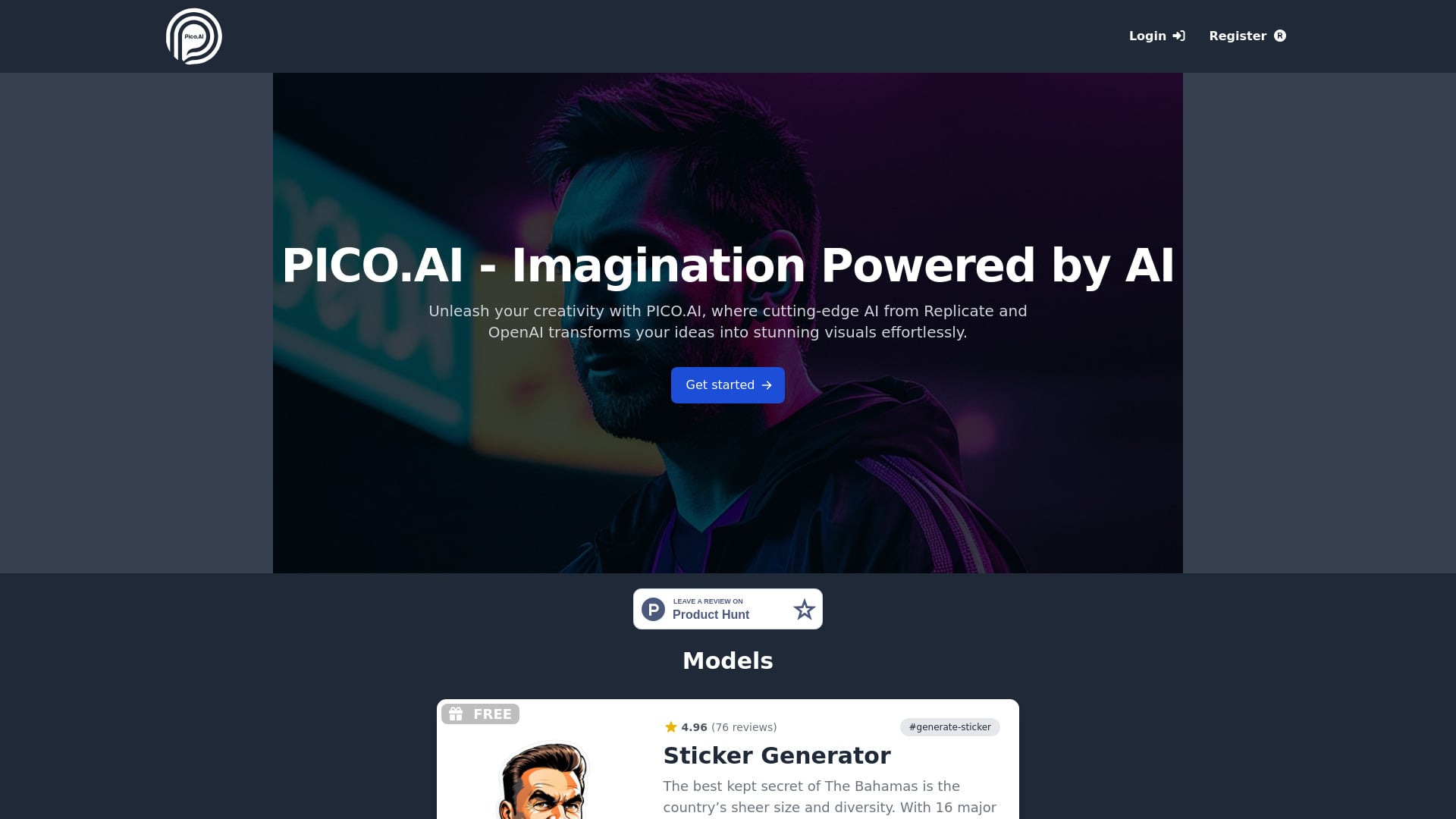 PICO.AI - PICO.AI: AI platform for creating stunning images and animations. homepage screenshot