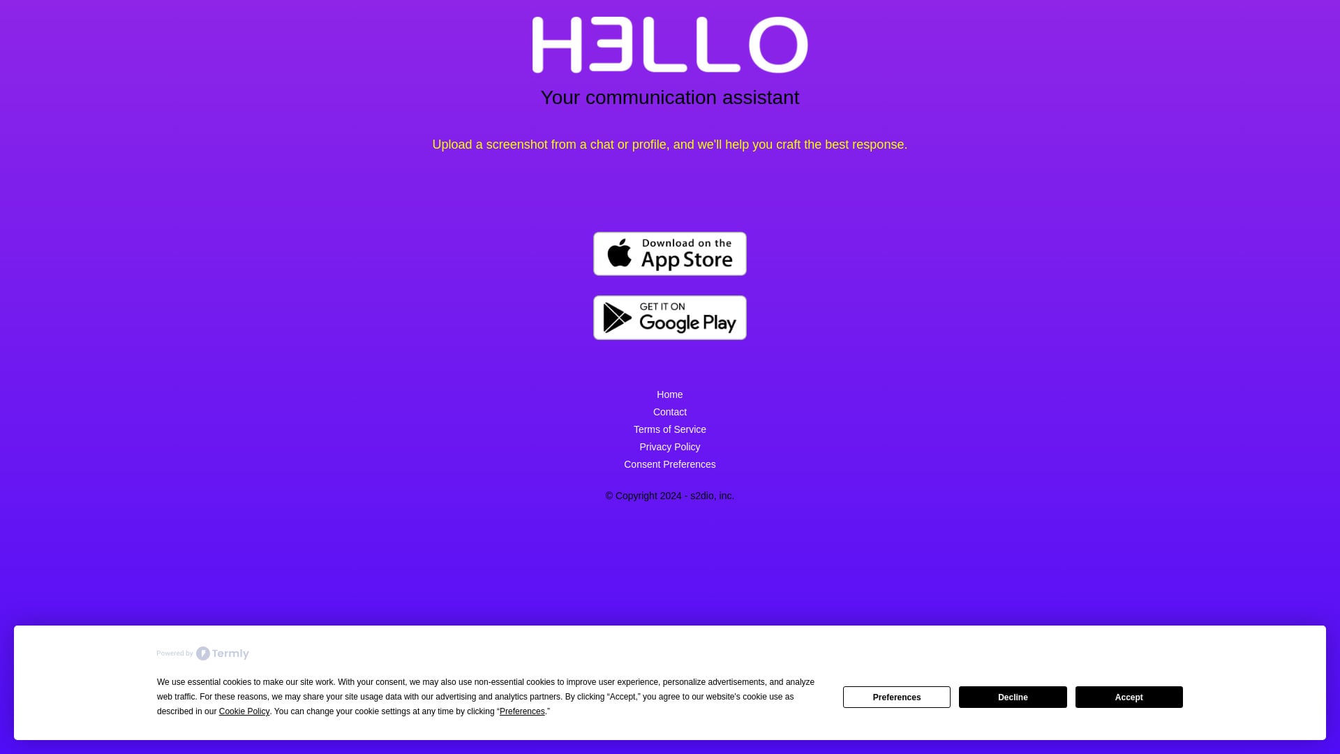 H3LLO - AI communication assistant that generates smart replies from screenshots. homepage screenshot