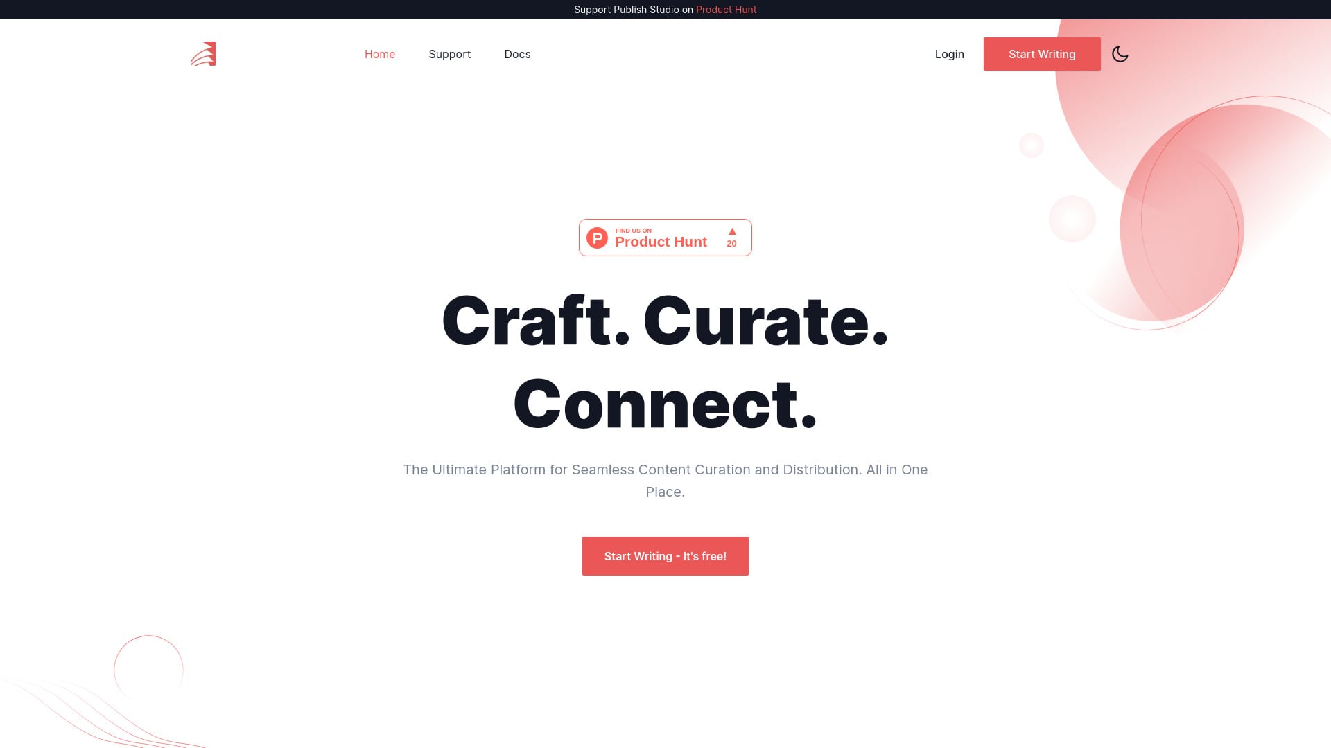 Publish Studio - A platform for streamlined content creation, management, and distribution. homepage screenshot