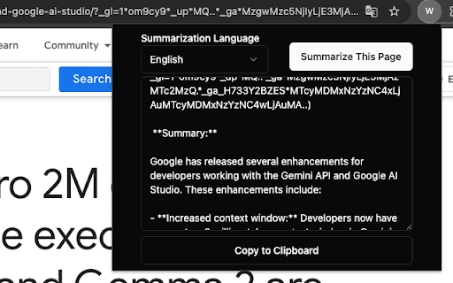 Web Distiller AI - Chrome extension for summarizing and translating web pages using Gemini Nano. homepage screenshot