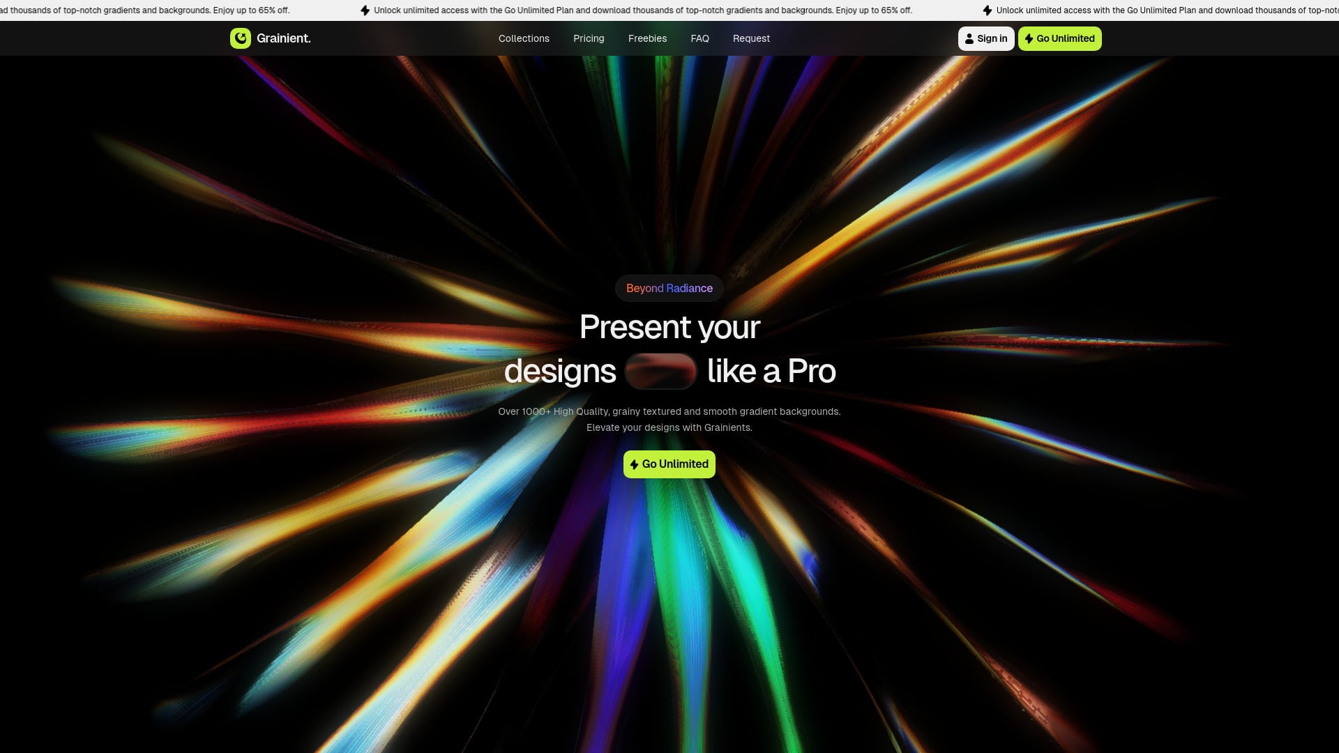 Grainient - Grainient provides gradients, textures, and AI-generated backgrounds for design enhancement. homepage screenshot