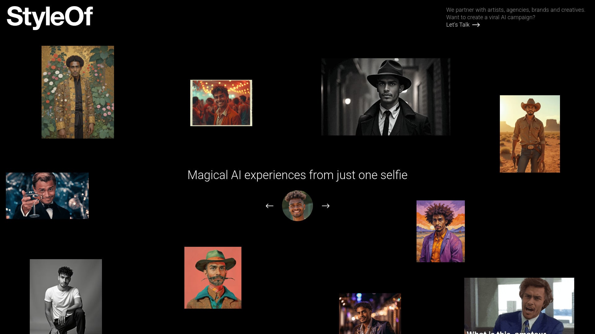 StyleOf - AI platform for creating magical consumer experiences from a single photo. homepage screenshot