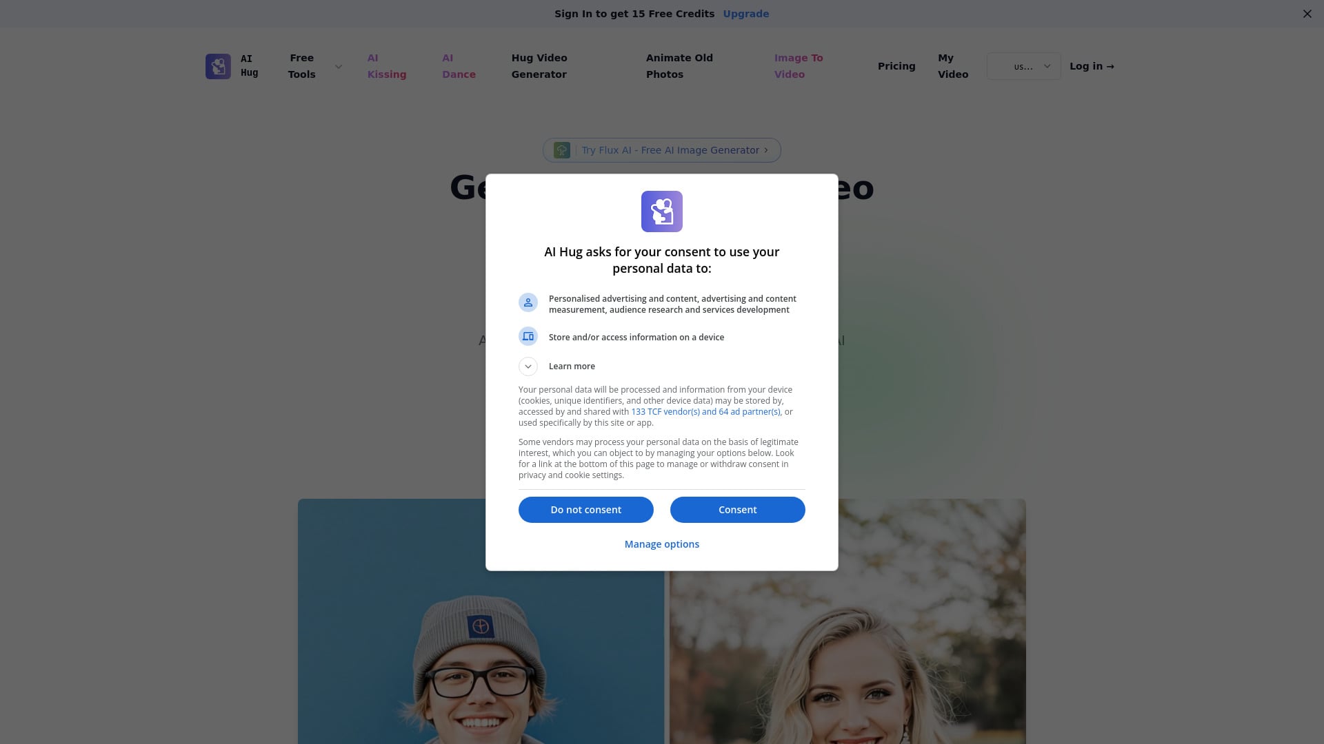 AI Hug - Make People Hug With AI - AI video generator for creating heartwarming hug videos from static photos. homepage screenshot