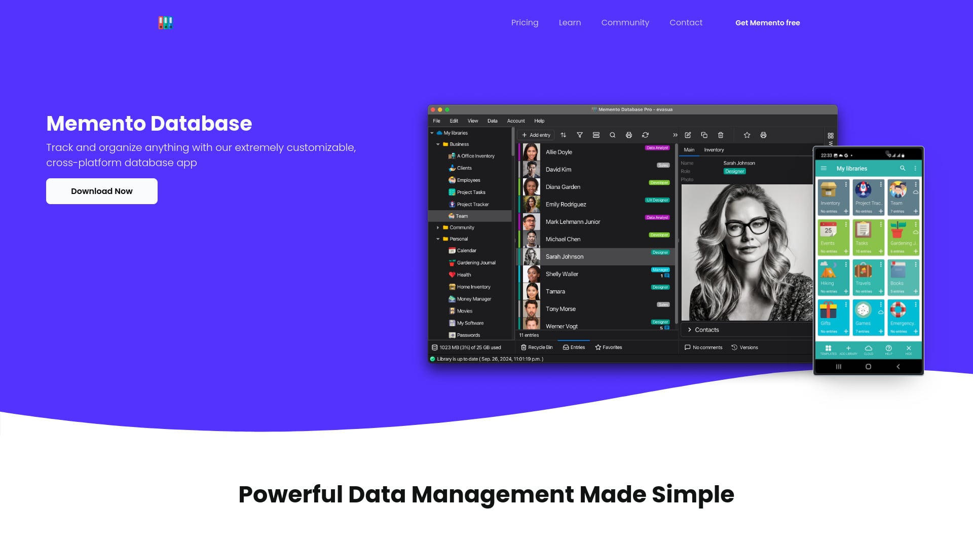 Memento Database - AI-powered, no-code data management for personal and business use. homepage screenshot
