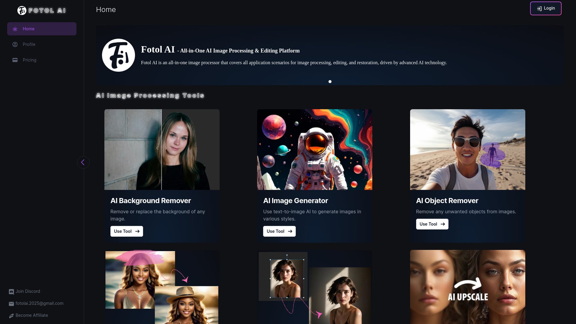 Fotol AI - All-in-one AI image & video processing and editing platform. homepage screenshot