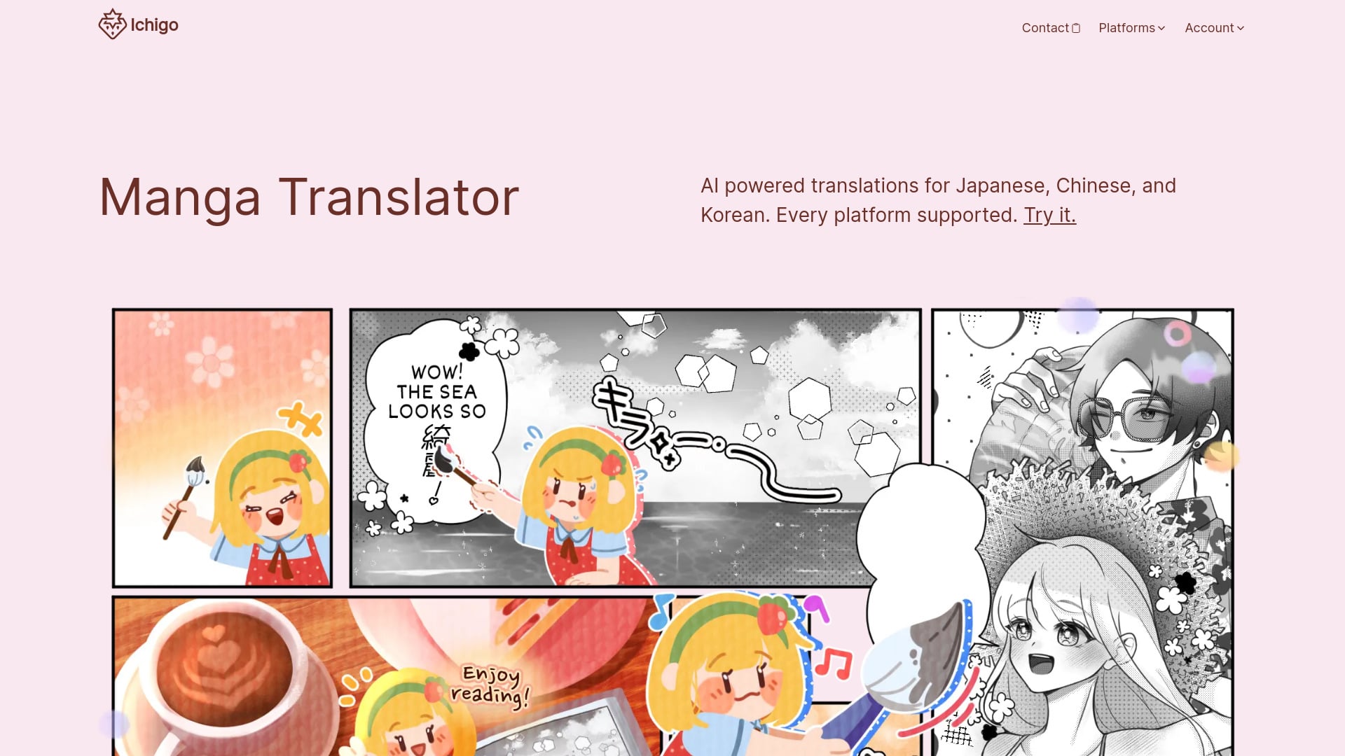 Manga Translator - ichigoreader - AI-powered manga translator for Japanese, Chinese, and Korean. homepage screenshot