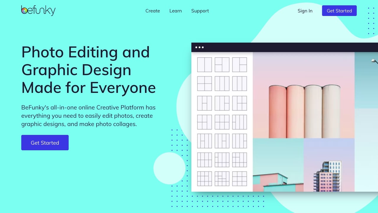 Befunky - All-in-one online creative platform for photo editing, graphic design, and collage making. homepage screenshot